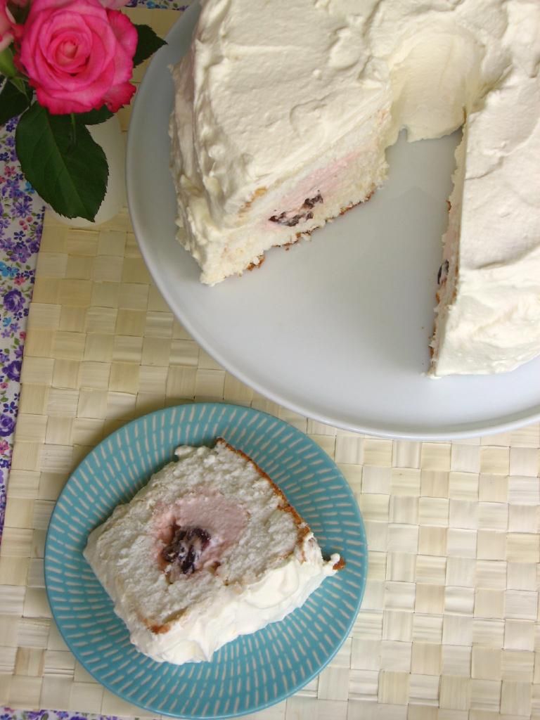 Angelic Cherry Mousse Cloud Cake with Mascarpone Whipped Cream Willow